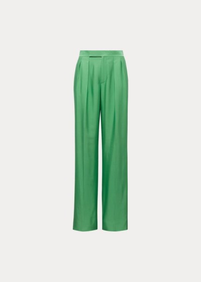 Pantalones Ralph Lauren Mujer Verdes - Ferra Silk Gabardine - RSHTP4972